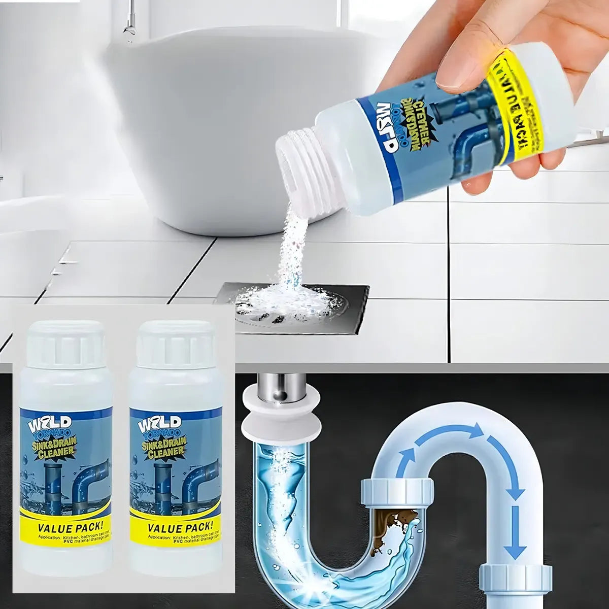 DrenoFix – Polvo Desatascador Ultra Potente | Pack x3