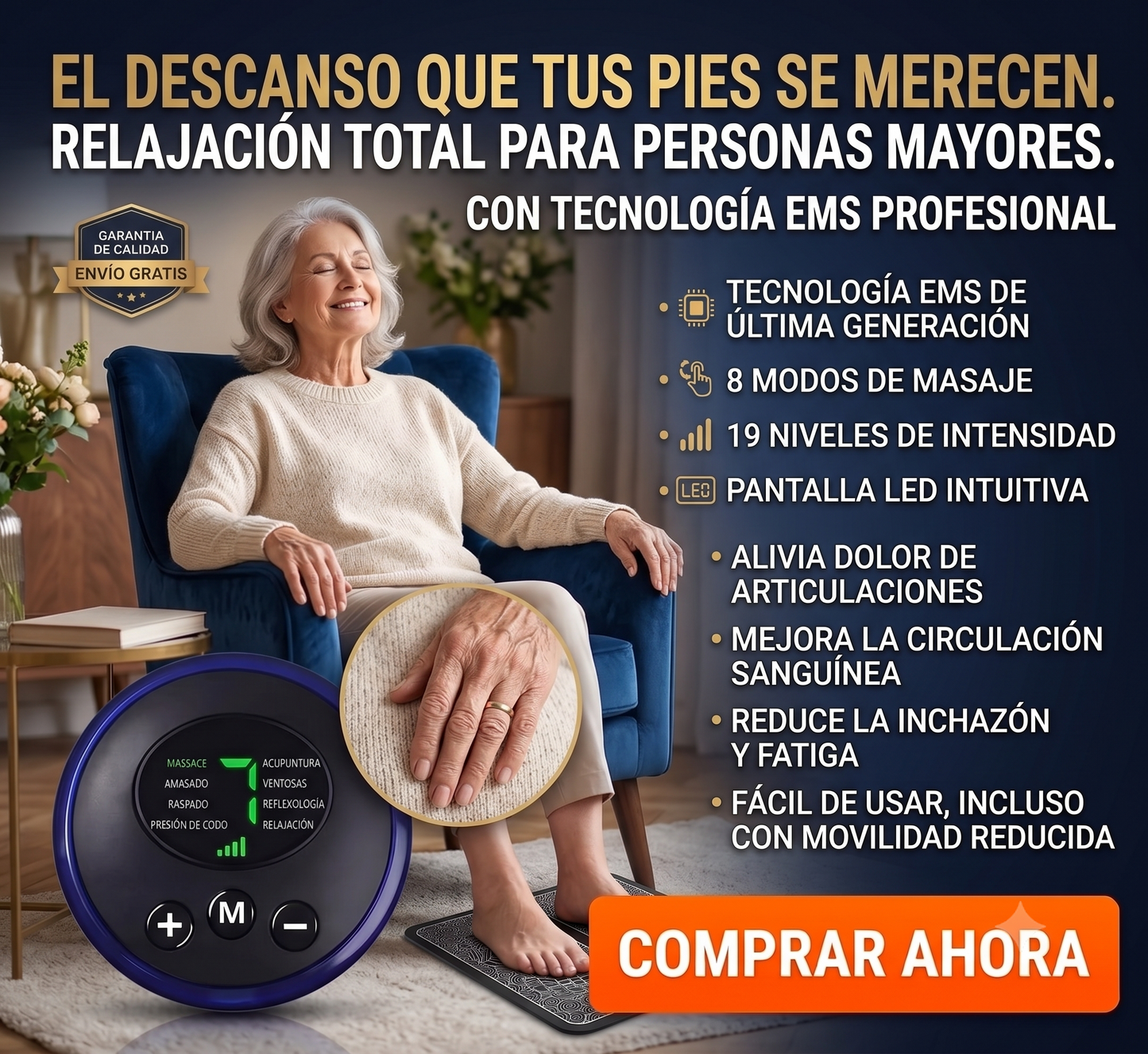 Masajeador de Pies EMS| Alivio Profundo y Relax Total en Casa